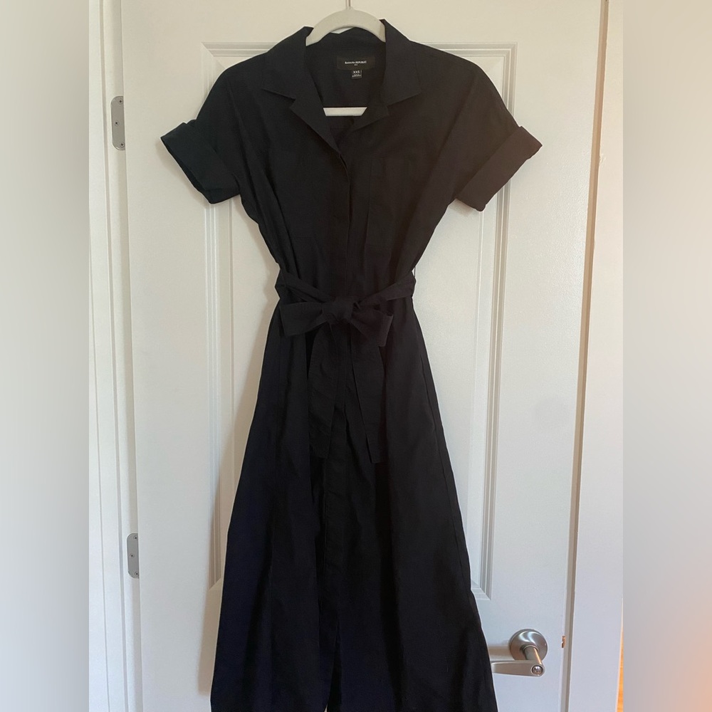 Banana Republic Black Midi Shirt Dress